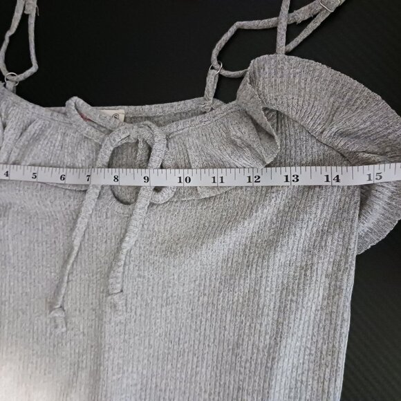 NEW Anthropologie‎ Maronie Light Gray Sleeveless Ruffle Tie Mini Dress S - Picture 10 of 11